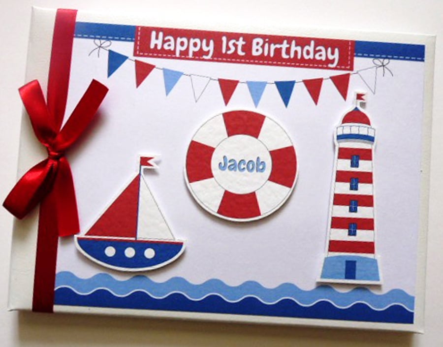 Nautical Birthday Guest book, sailing guest book