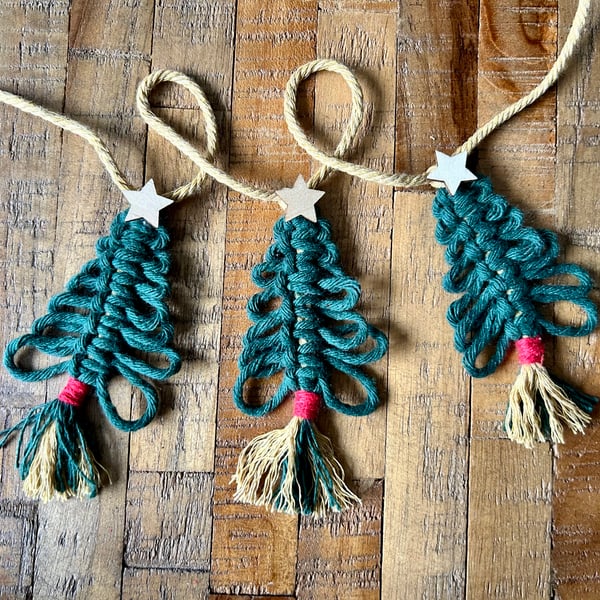 Macrame Christmas Tree Garland Boho Bunting