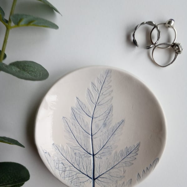 Botanical print ceramic trinket dish