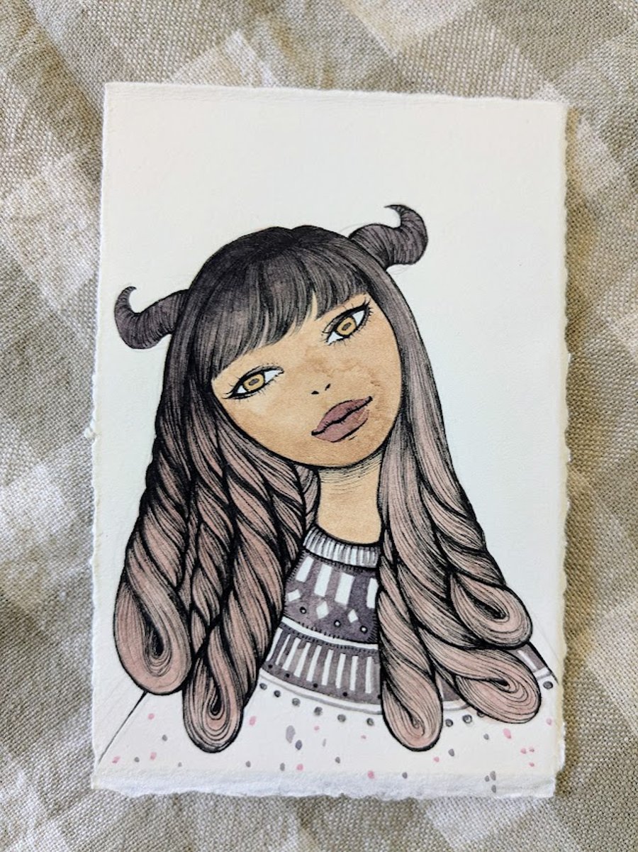 Fibre Demon Ink & Watercolour Portrait Illustration