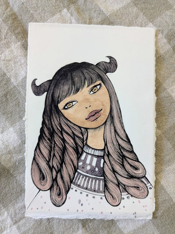 Fibre Demon Ink & Watercolour Portrait Illustration