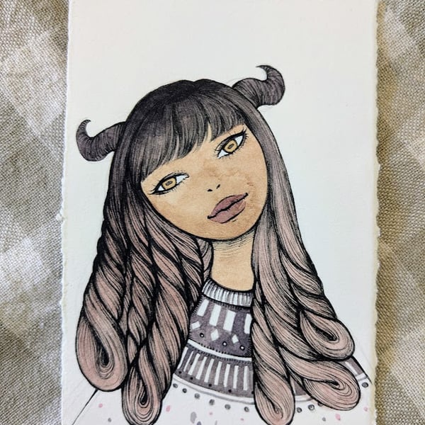 Fibre Demon Ink & Watercolour Portrait Illustration