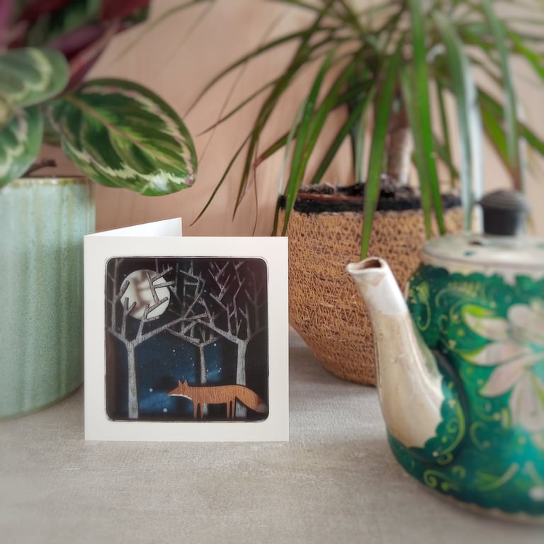 'Golden Fox' - single greetings card, blank inside