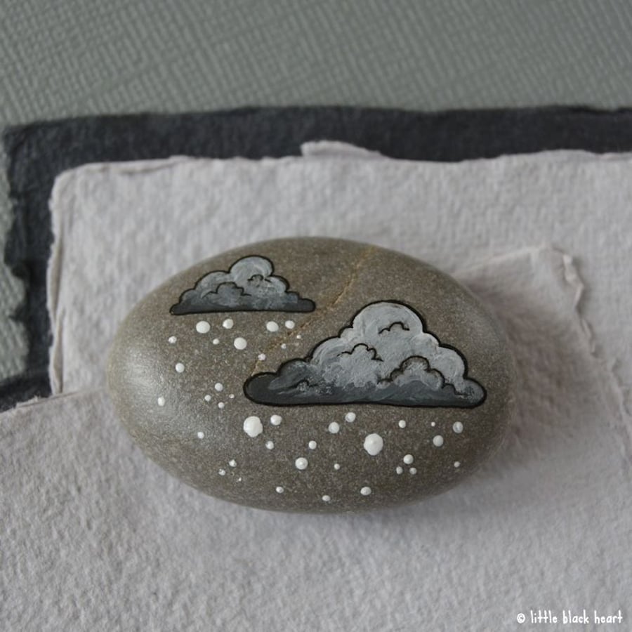 snow cloud 7 - painted pebble