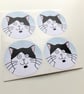 Black and White Cat Stickers (Our Dave - Blue) Set of 4 - Image 2