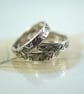 Silver Leaf Ring - Fine Scattering of Leaves Wreath Woodland Band Wedding Band - Image 2