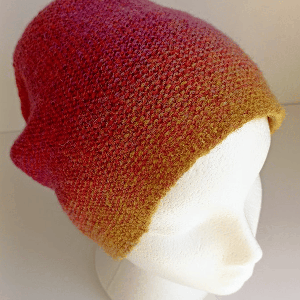 Reversible Wool Hand-Knitted Slouchy Hat: Autumn Winter Wear