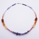 Brilliant Sunset Semi-Precious Stone and Sterling Silver Choker Necklace