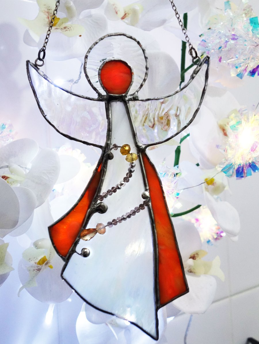 Guardian Angel  Stained Glass Suncatcher