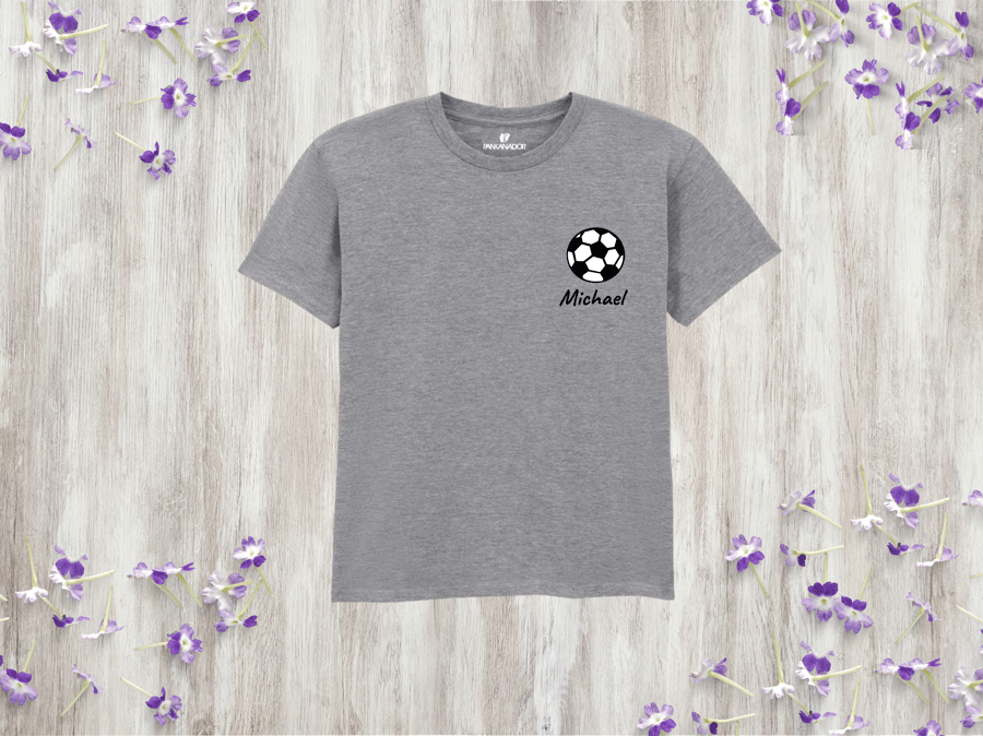 Kids’ Personalised Football Pocket T-Shirt, Custom Name Sport Tee