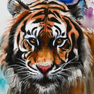 Tiger Watercolour Painting on Paper and Framed (One of a Kind)