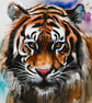 Tiger Watercolour Painting on Paper and Framed (One of a Kind)