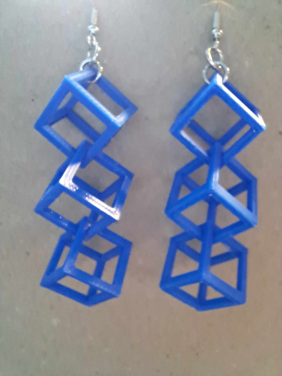 3d Printed earring blue geometric