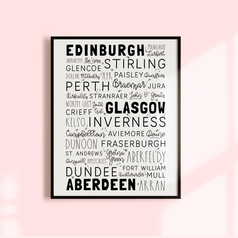 Scottish Places Typography Print