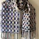 Handwoven Lambswool Scarf in Purple and Navy Golfballs 3