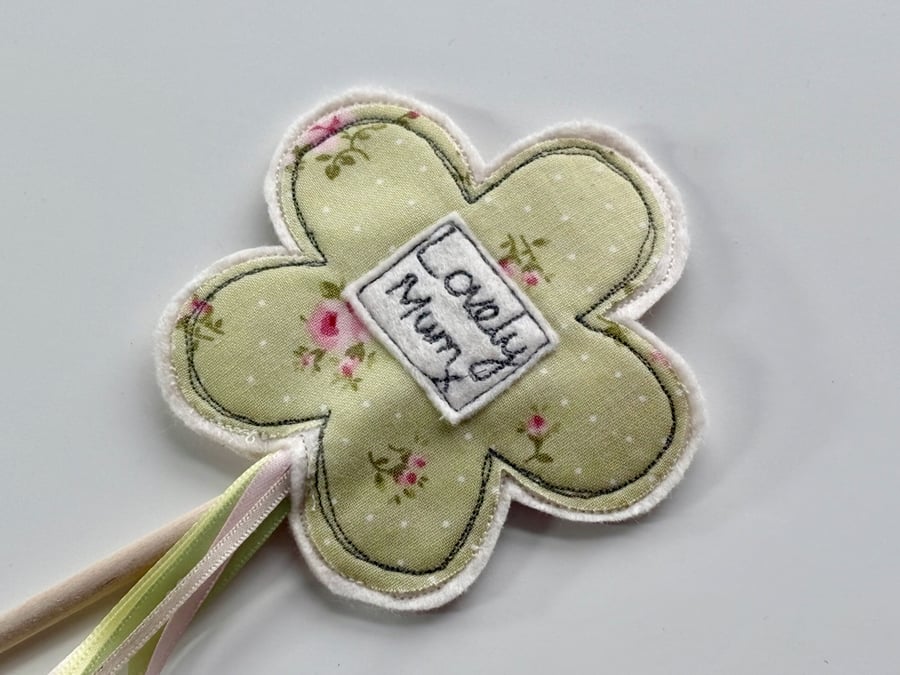 'Lovely Mum' Fabric Flower