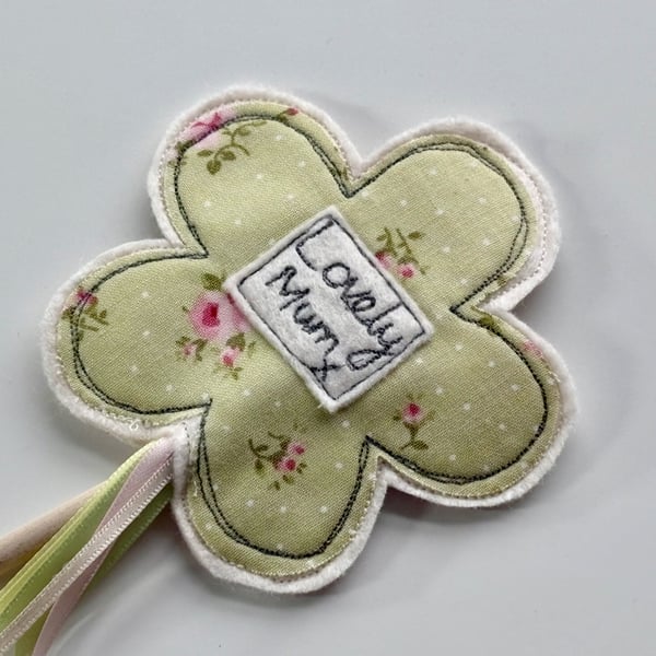 'Lovely Mum' Fabric Flower