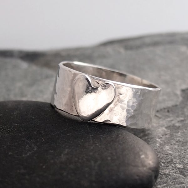 Sterling Silver Textured Heart Ring