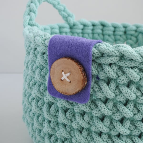 Crochet Basket. Large Crochet Storage Basket with handles