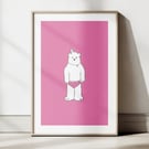 Party Pablo - Kids Birthday Wall Art - A4 Children's Bedroom Print - Polar Bear