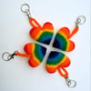 Crocheted rainbow heart keyring - bag charm