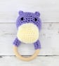 Crochet Hippo Teething Ring: Wooden Rattle, Newborn Gift