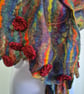 37. Multicoloured Hand Felted Wrap in Hand Spun Merino Wool. Measures 60"x 10". - Image 4