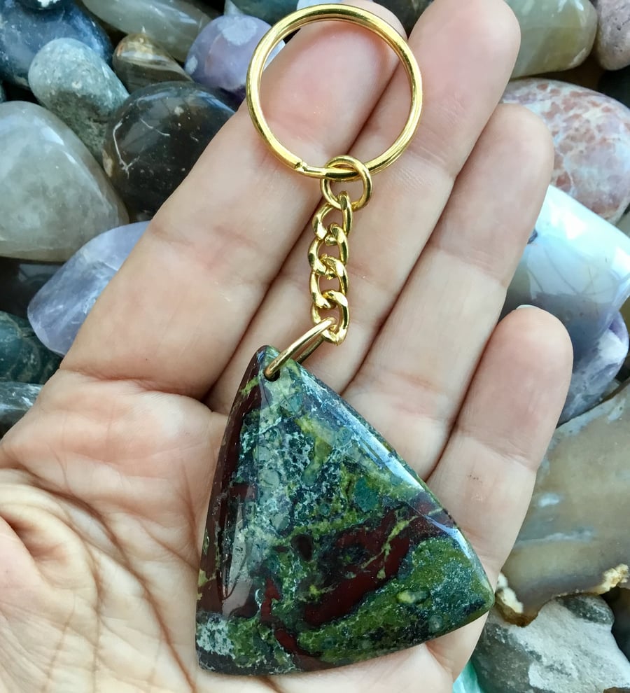 Dragon’s Blood Jasper Gemstone Keyring or Handbag Charm.