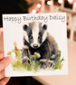 Badger Birthday Card, Badger Birthday Card, Personalized Card, Badger 