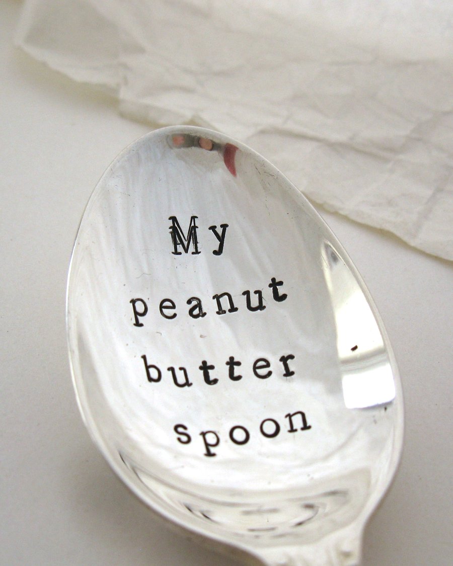 Peanut butter spoon, slight second, handstamped teaspoon