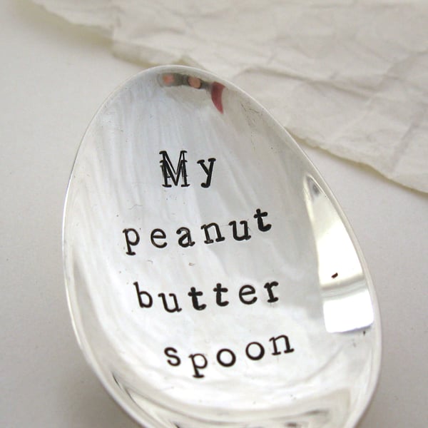 Peanut butter spoon, slight second, handstamped teaspoon