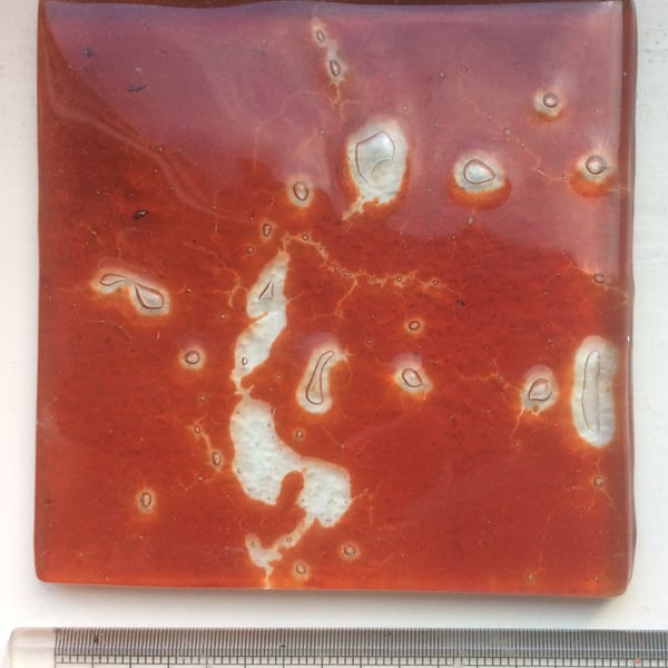 Fused Glass Marbled Tile or Coaster