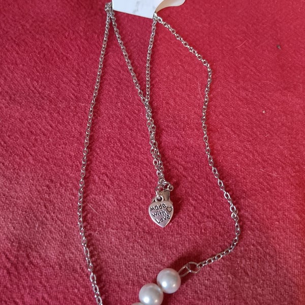Handmade silver plated necklace with pearl beads