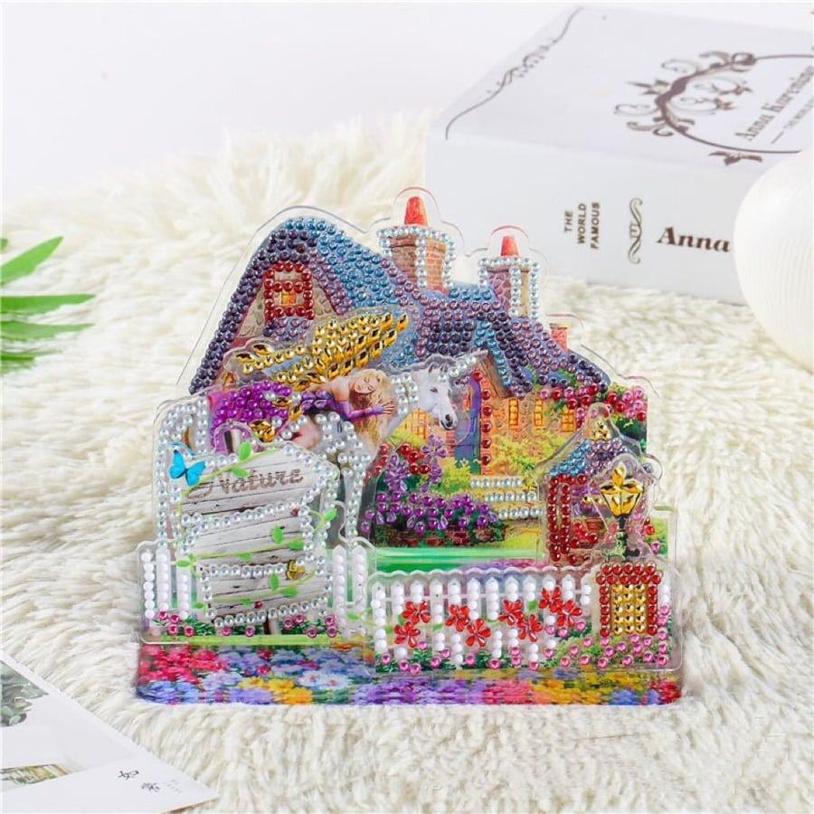 3D DIY Unicorn House Diamond Painting Kit Crystal Embroidery Rhinestone 15cm x 1
