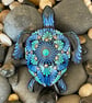 Blue Turtle Mandala Rock Art Stone Acrylic Art Painting Hand Painted Unique