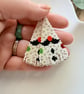 Christmas snow-gnome snowman beadwork earrings - Image 4