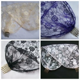 Vintage Retro Boho Lace Bandeau Birdcage Veil Veils Wedding Bride - Many Colours