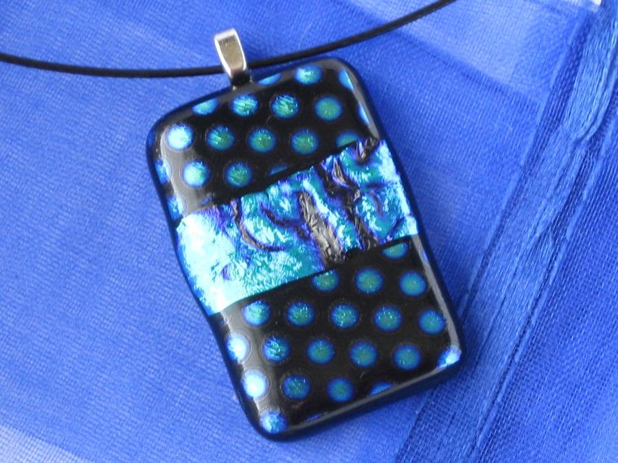 Unique fused dichroic glass pendant necklace
