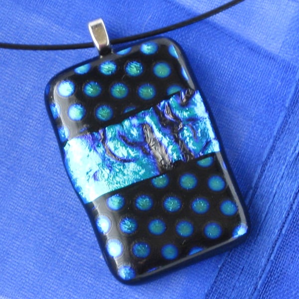 Unique fused dichroic glass pendant necklace