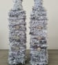 Set Of 2 Handmade Yarn Wrapped Vases,Silver Grey Fluffy Yarn With Sparkly Gems