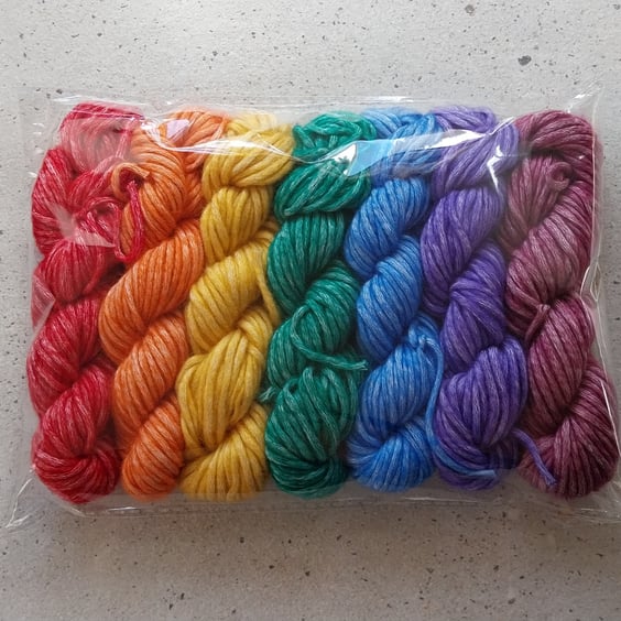7 X 10g MINI Skeins Chainette ARAN Rainbow Pack