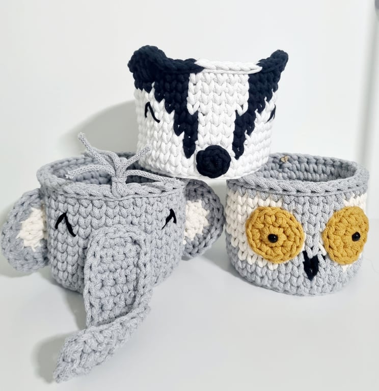 Crochet Animal Basket: Handmade Nursery Storage, Kids Room Decor