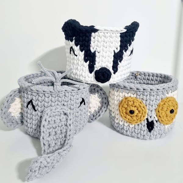 Crochet Animal Basket: Handmade Nursery Storage, Kids Room Decor
