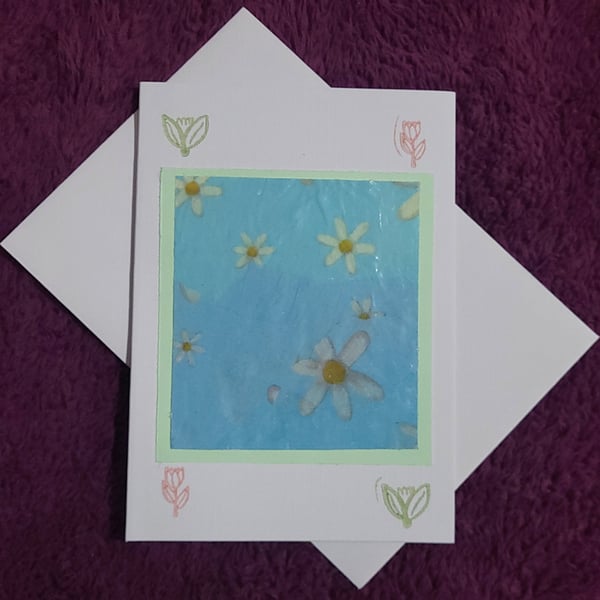 Spring themed handmade blank card with white envelope 