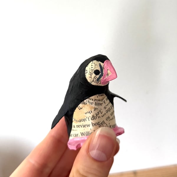 Handmade Pink Puffin - Handmade nature inspired seabird art gifts for readers