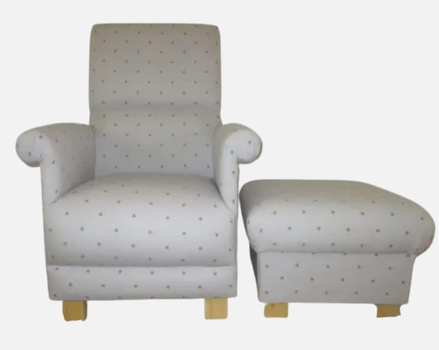Grey Stars Chair & Footstool Adult Armchair Clarke Etoile Fabric Accent Nursery