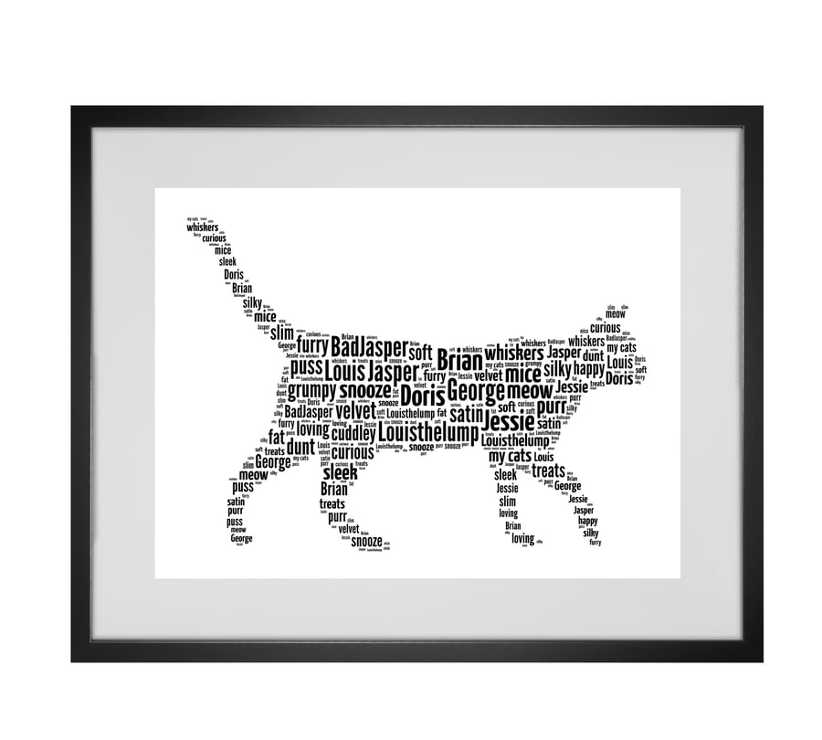 Personalised Cat Walking Design Word Art Gifts 