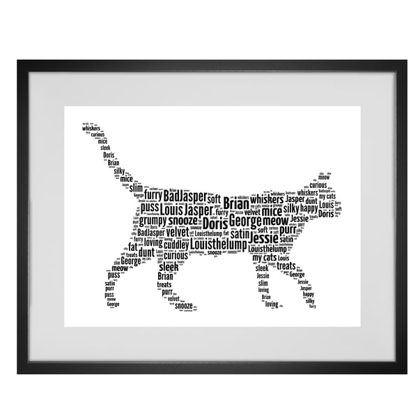 Personalised Cat Walking Design Word Art Gifts 