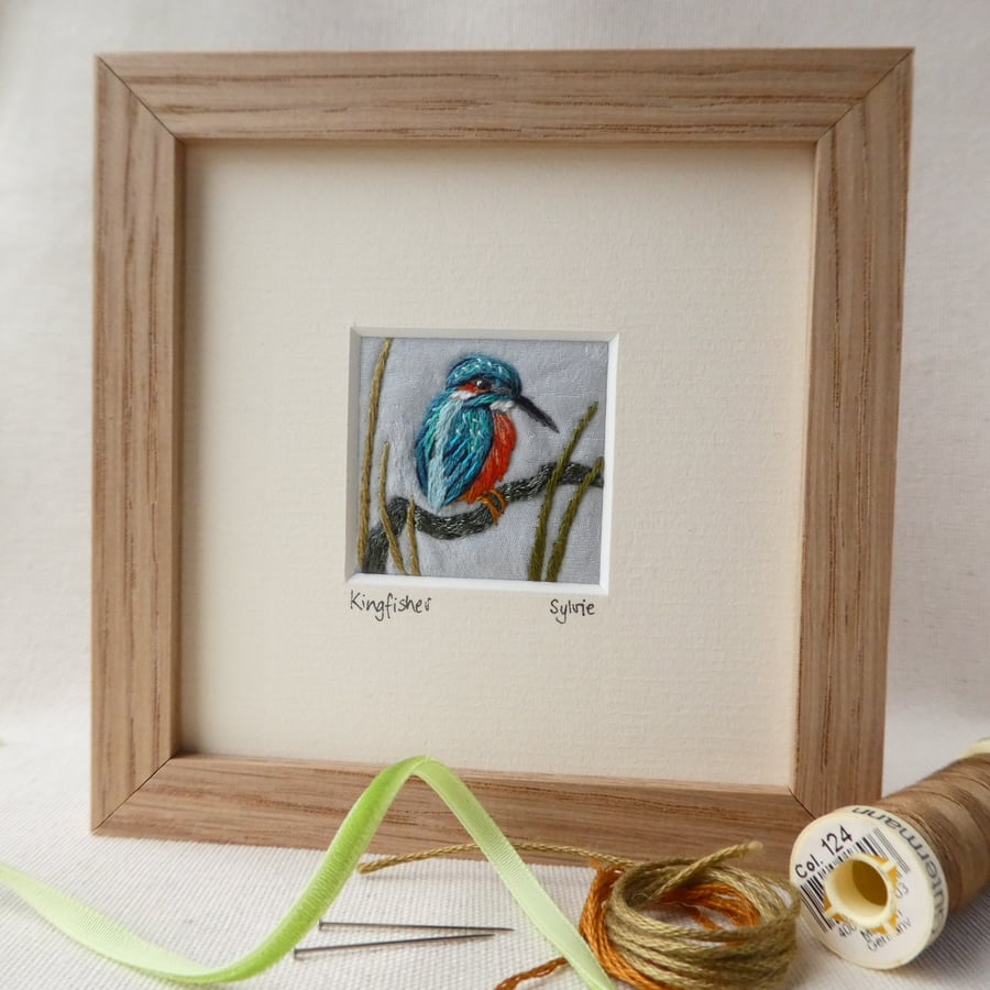 Kingfisher - hand stitched picture