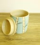Ceramic Storage Jar with Flat Lid - Birch Tree and Birds - Image 5